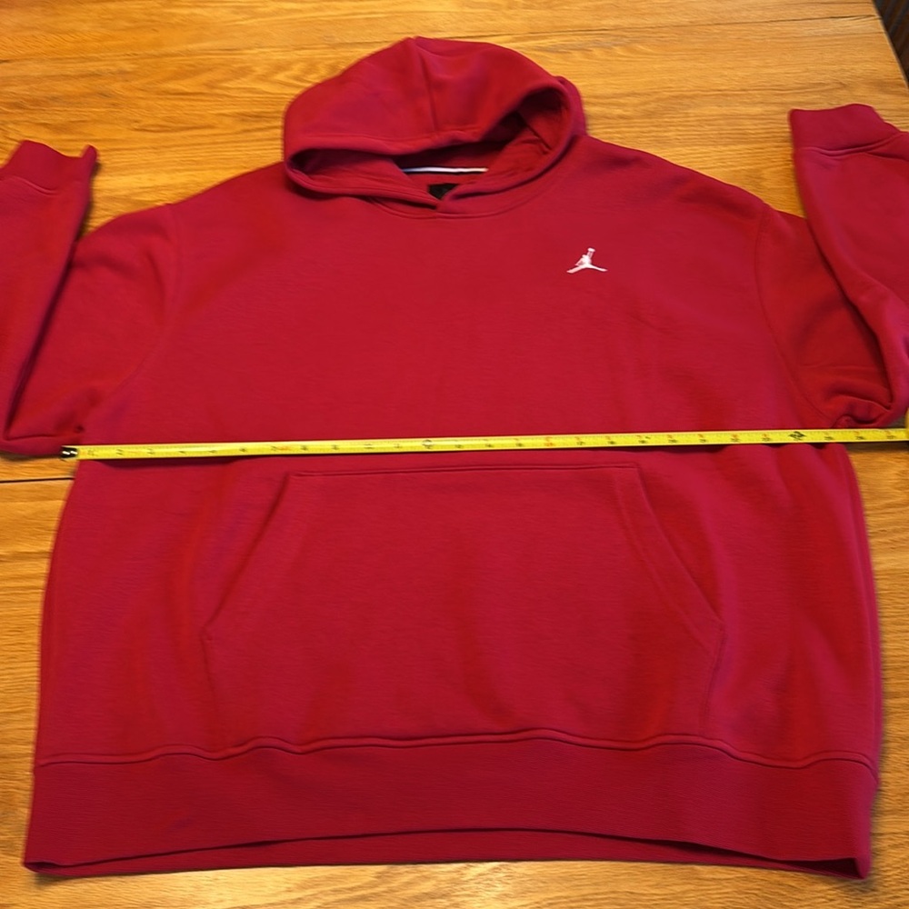 Jordan Red Hooded Sweatshirt with Small Jumpman Logo - Picture 5 of 7